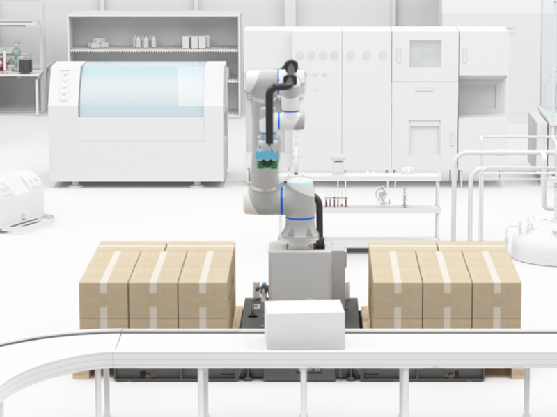 Applicazione robotica di carico e scarico macchina in ambiente manifatturiero