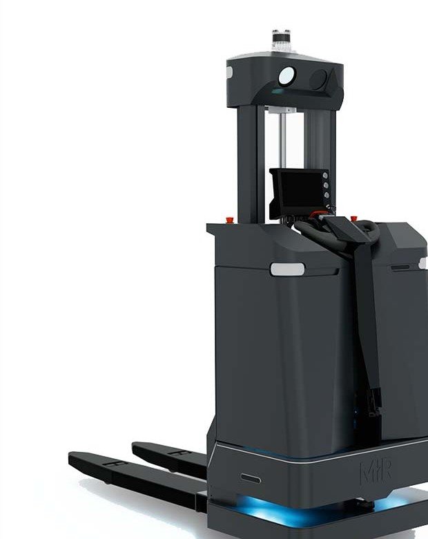 MiR1200 Pallet Jack di Teradyne Robotics su sfondo pulito
