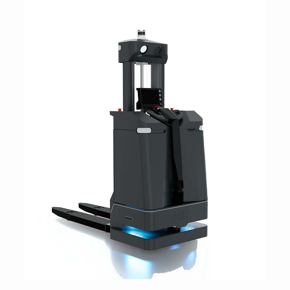MiR1200 Pallet Jack di Teradyne Robotics su sfondo pulito