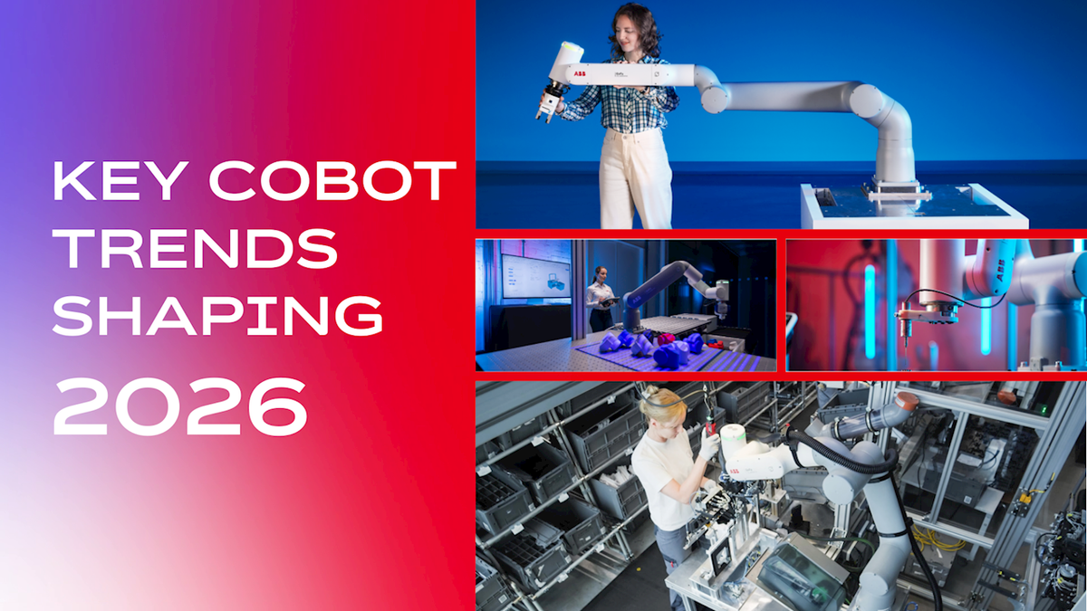 Infografica ABB sui trend cobot 2026 con focus su nuovi mercati e ambienti condivisi