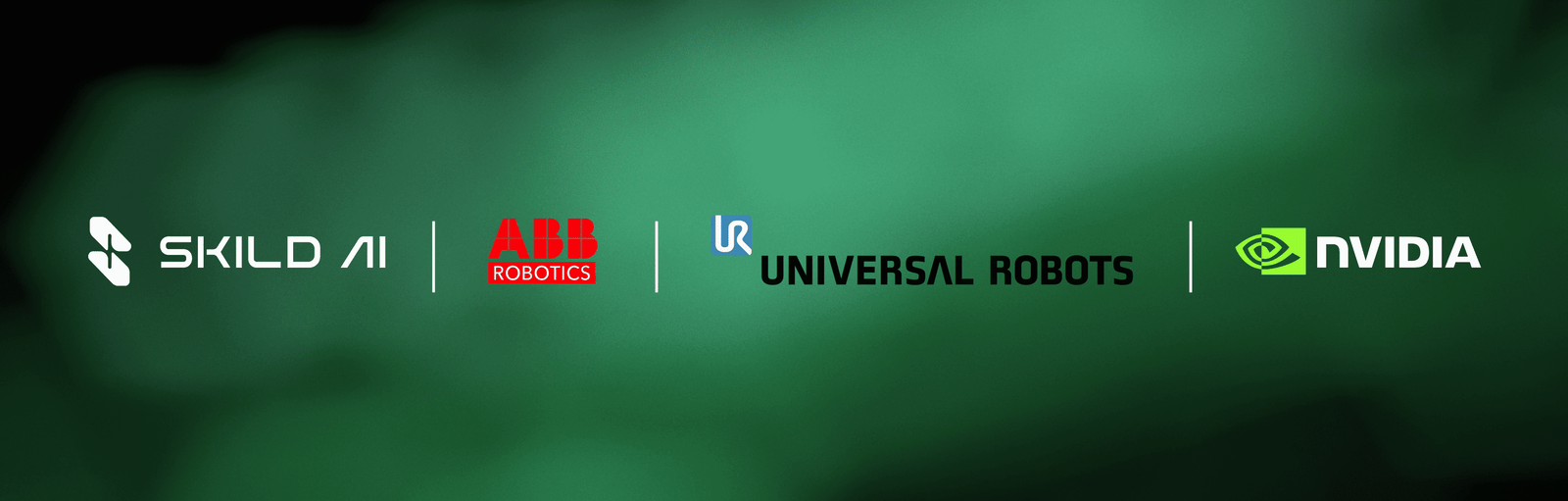 Visual Skild AI con loghi ABB Robotics, Universal Robots e NVIDIA