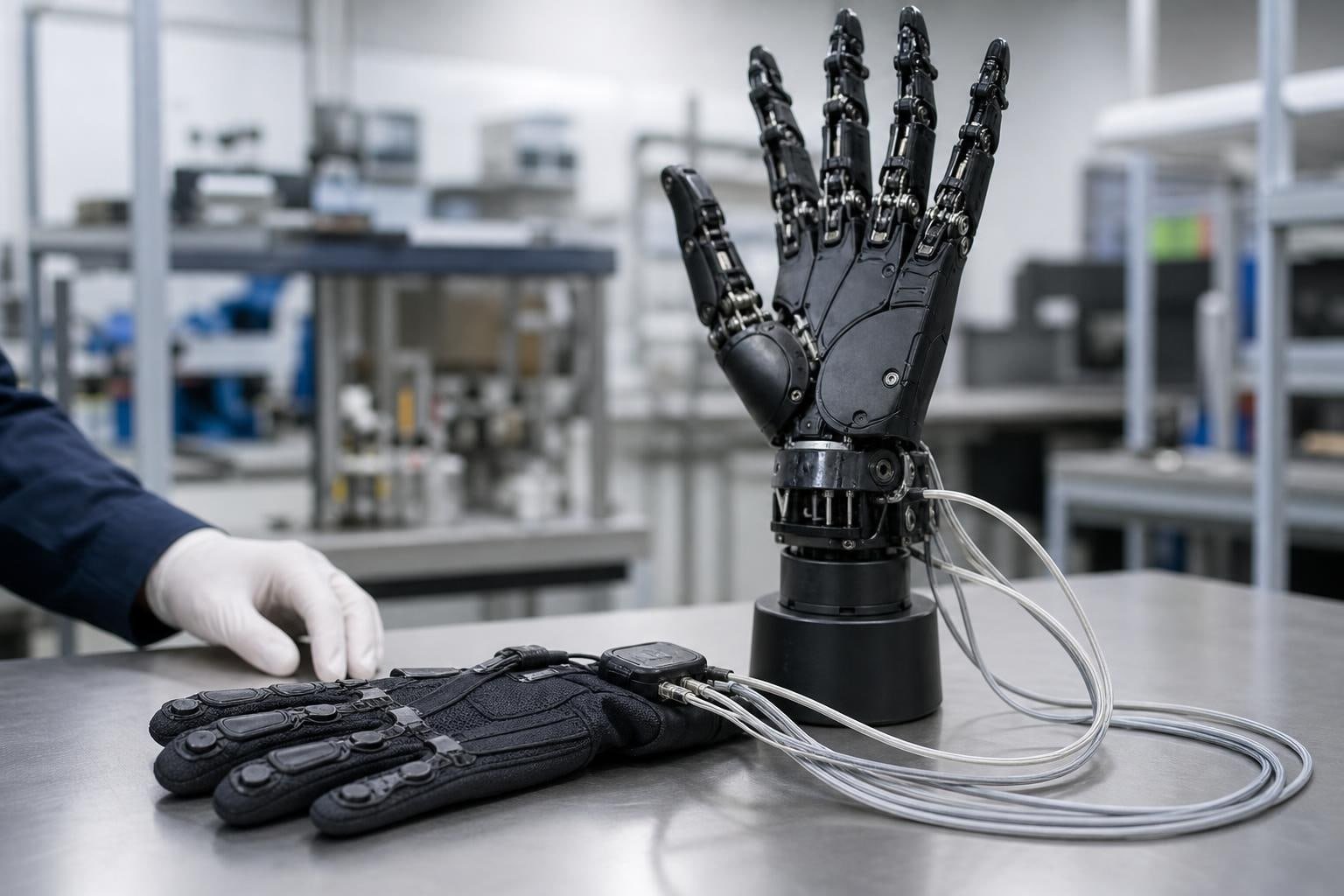 Mano robotica destrorsa e guanto tattile per raccogliere dati umani