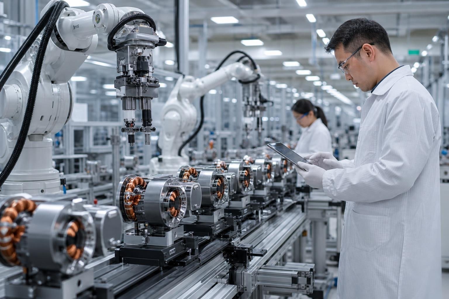 Linea automatizzata per motori e attuatori di robot umanoidi
