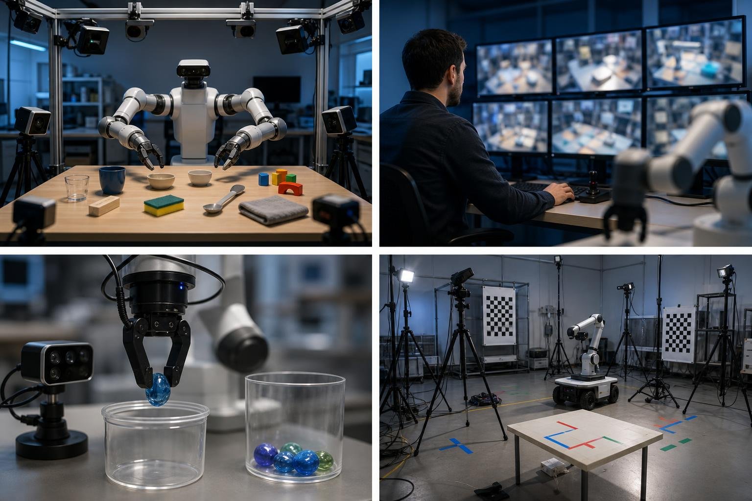 Gripper robotico che esegue un compito di manipolazione osservato tramite dati video