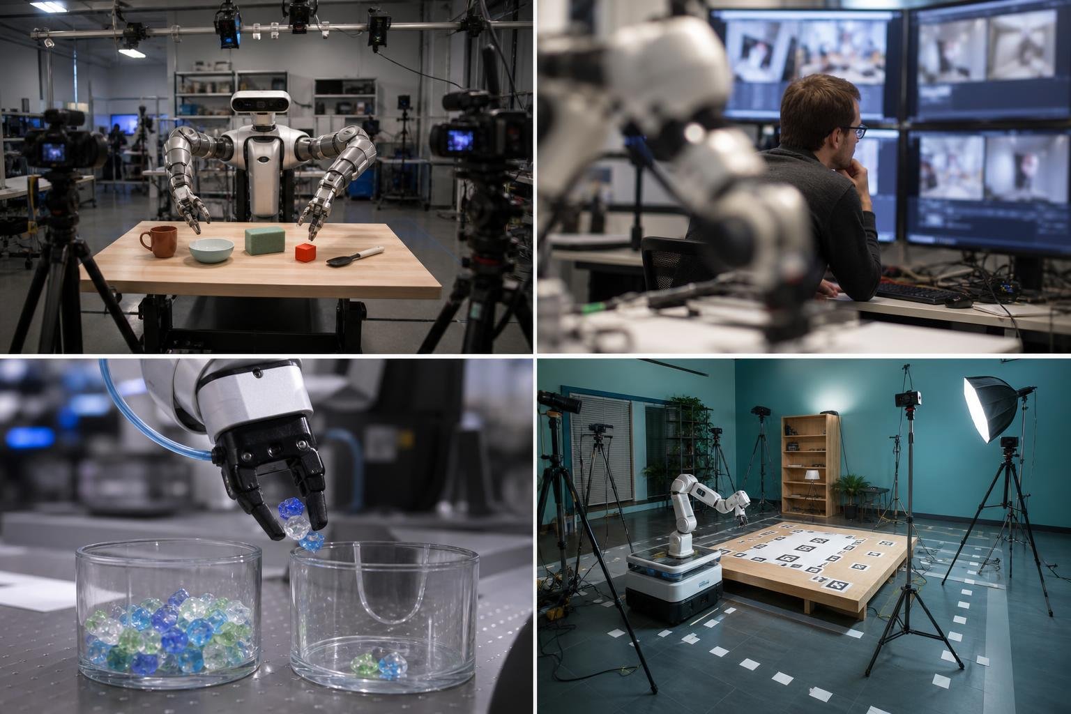 Ricercatore osserva feed video per addestrare un robot con modelli visuali