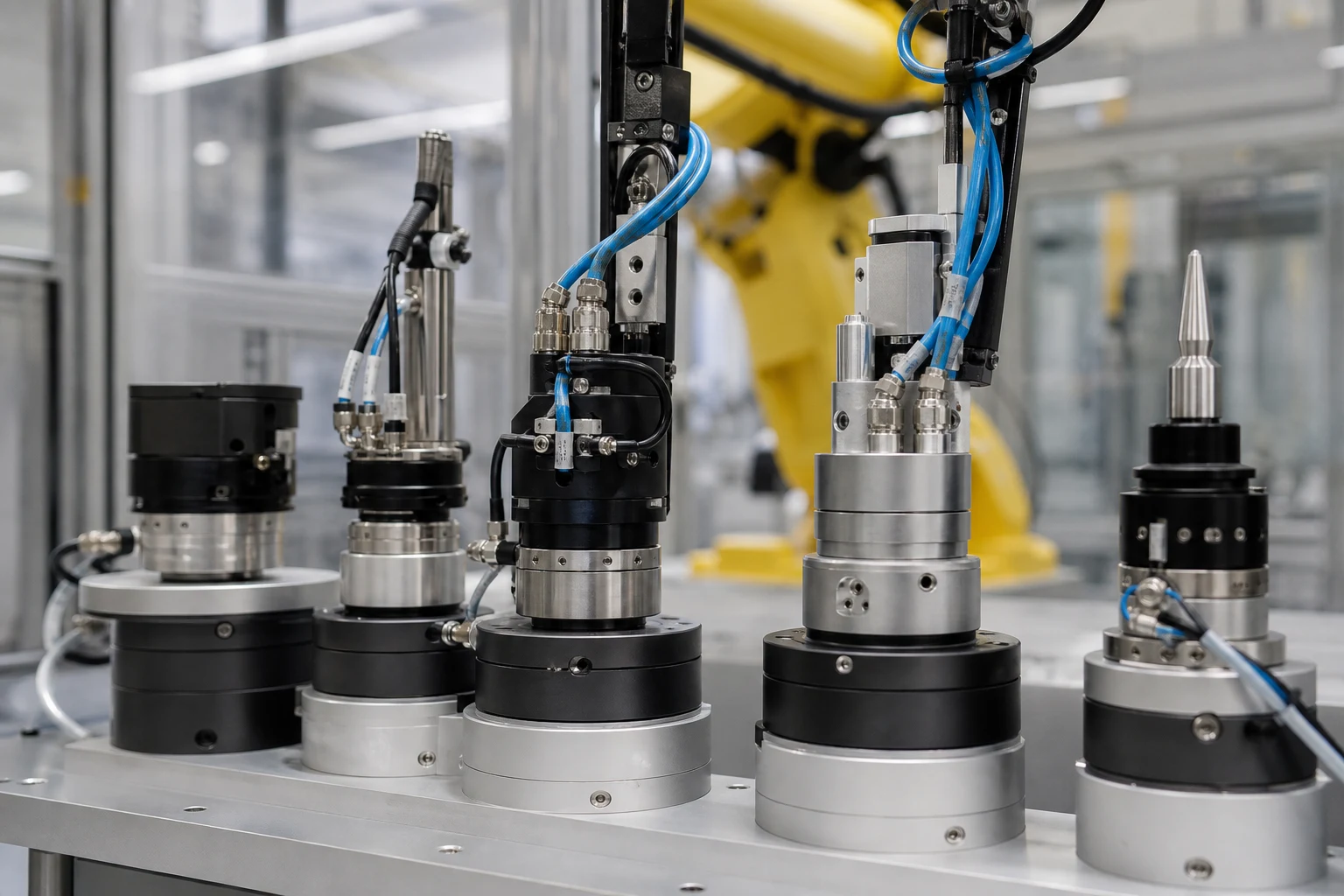 Rack di tool changer e utensili modulari per robot industriali adattivi