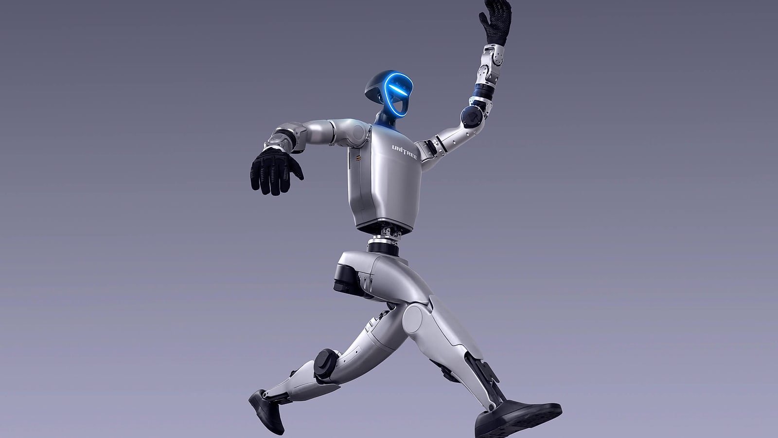 Robot umanoide Unitree G1 in movimento durante un test di equilibrio
