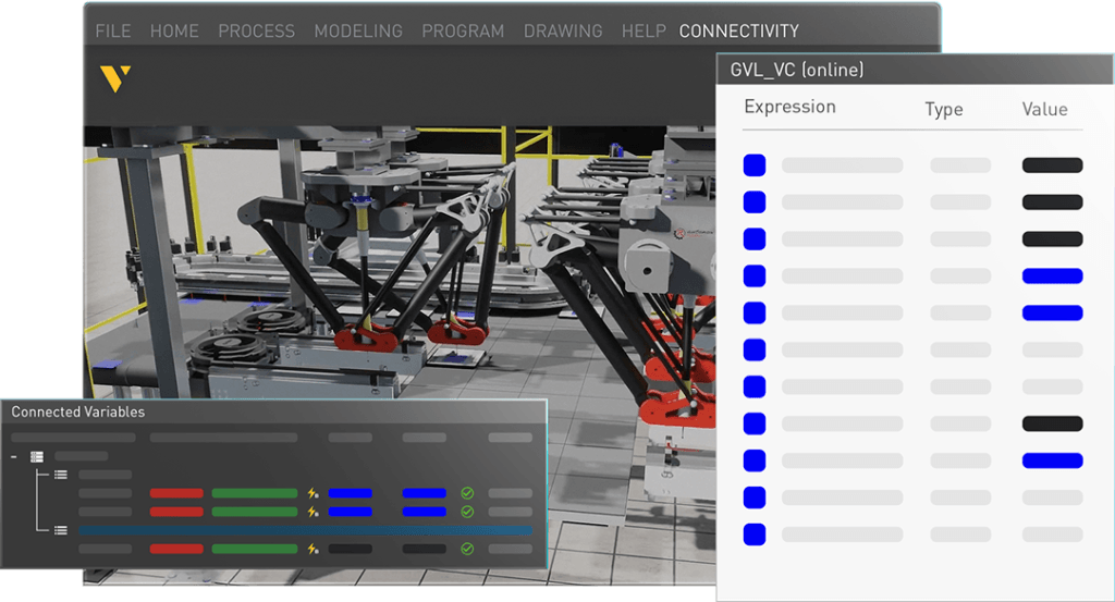 Virtual commissioning di una cella robotica con variabili e logiche simulate