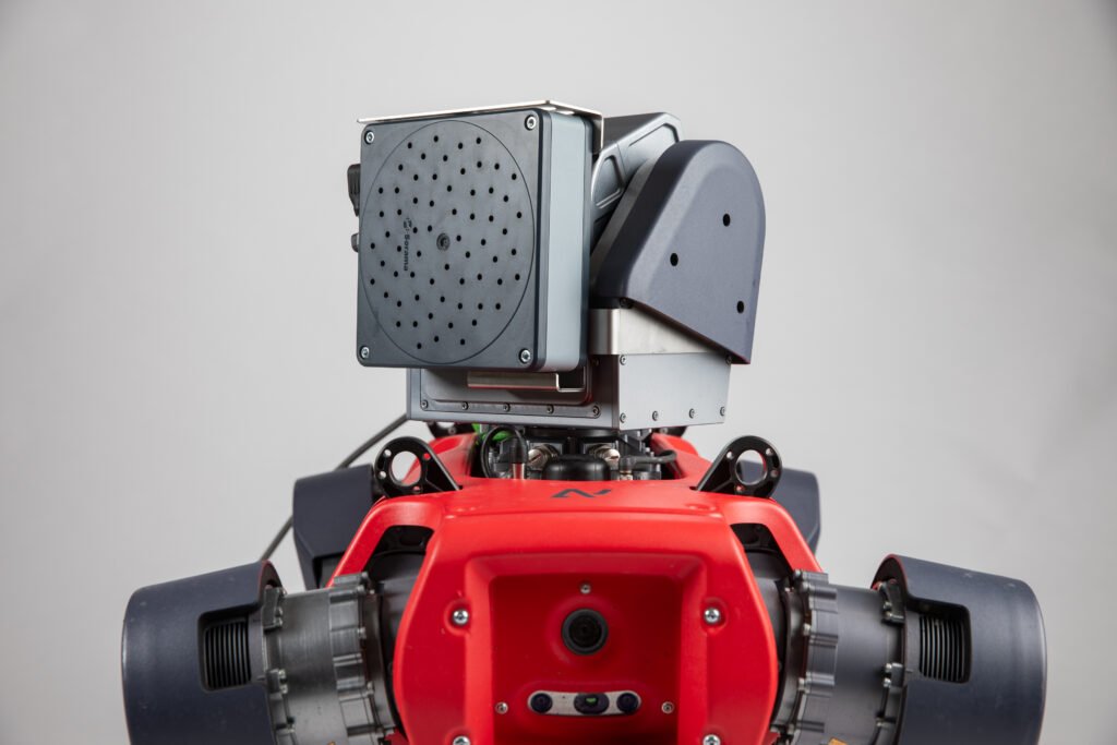 Modulo sensore su robot quadrupede per rilevamento gas in impianto industriale