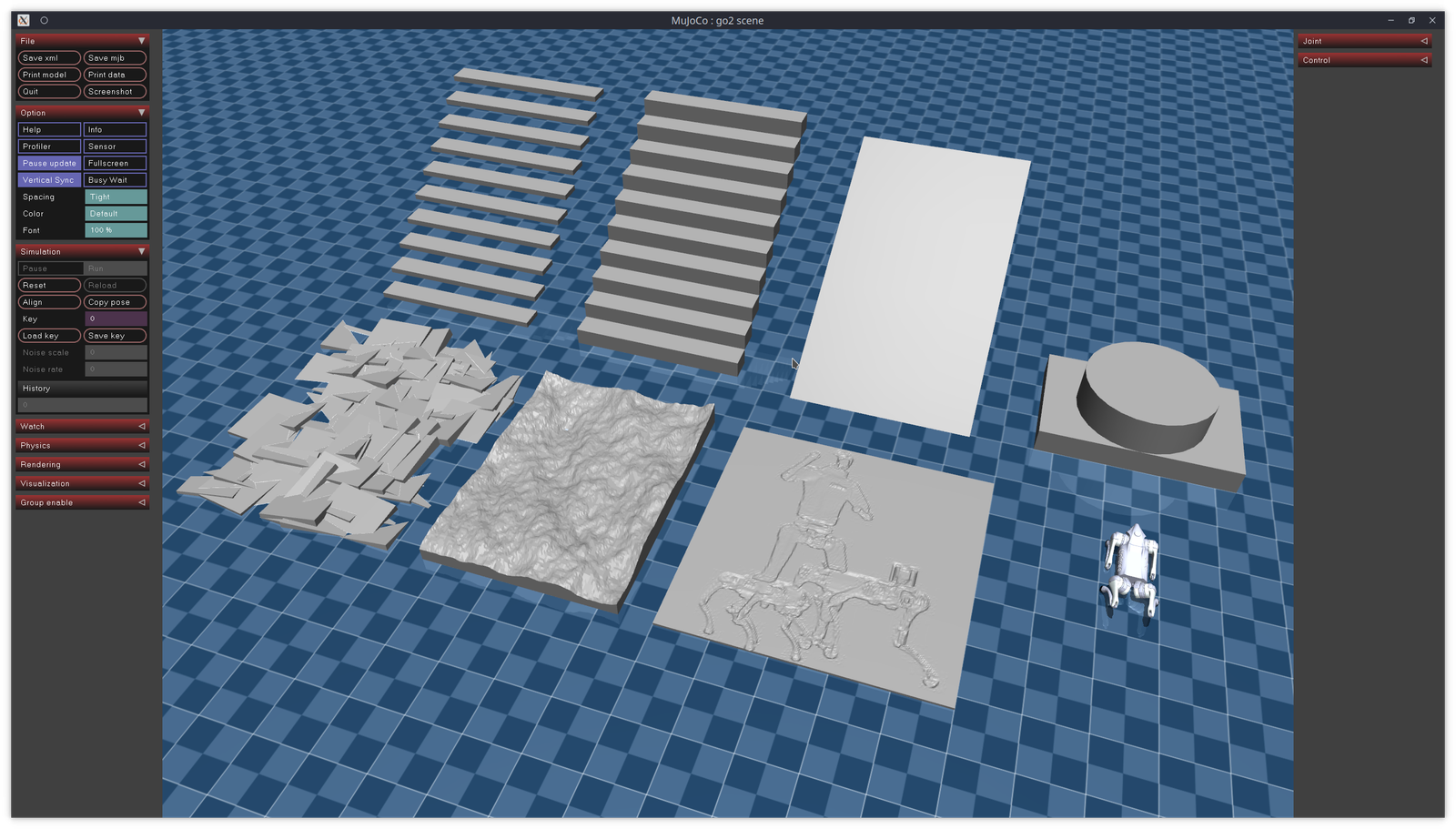 Simulazione Unitree Go2 su terreno MuJoCo