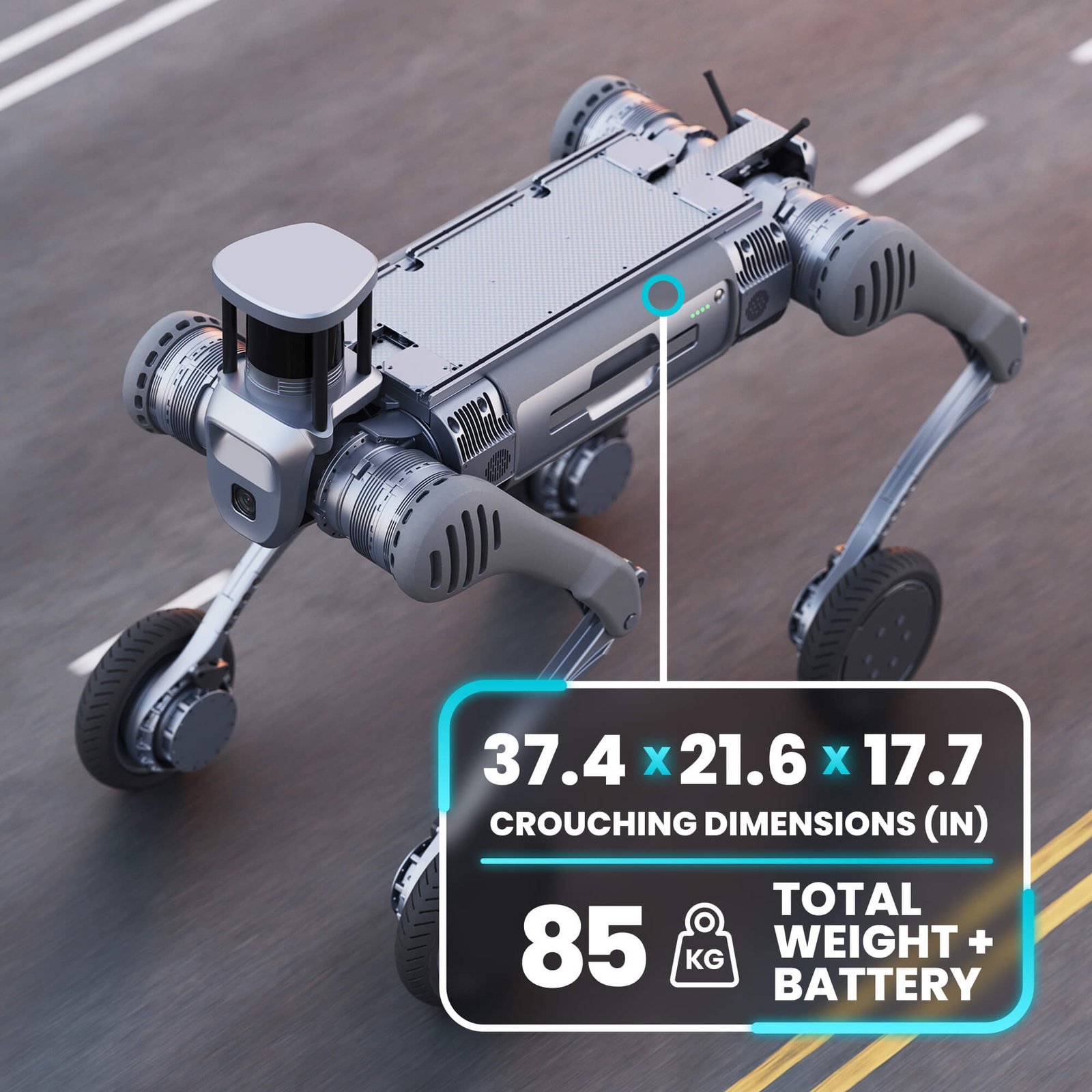 Unitree B2-W quadrupede con ruote per logistica e ispezioni dettaglio 2