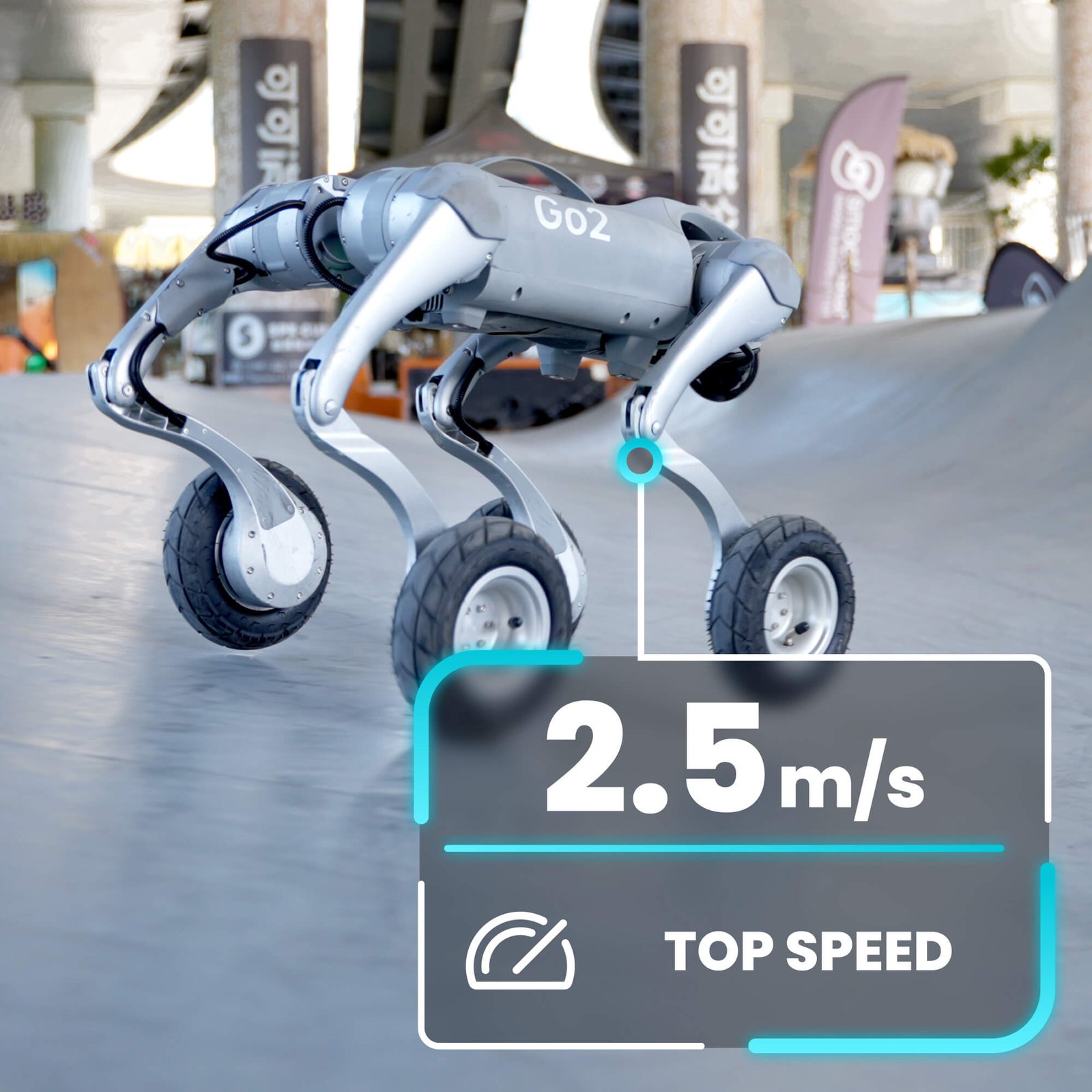 Unitree GO2-W quadrupede con ruote per terreni misti dettaglio 2