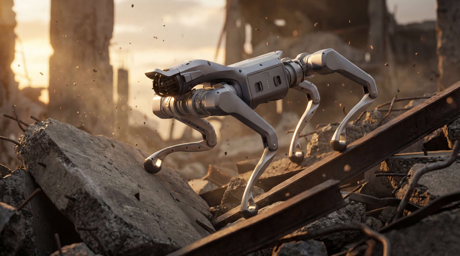 Robot quadrupede Unitree AS2 su terreno irregolare